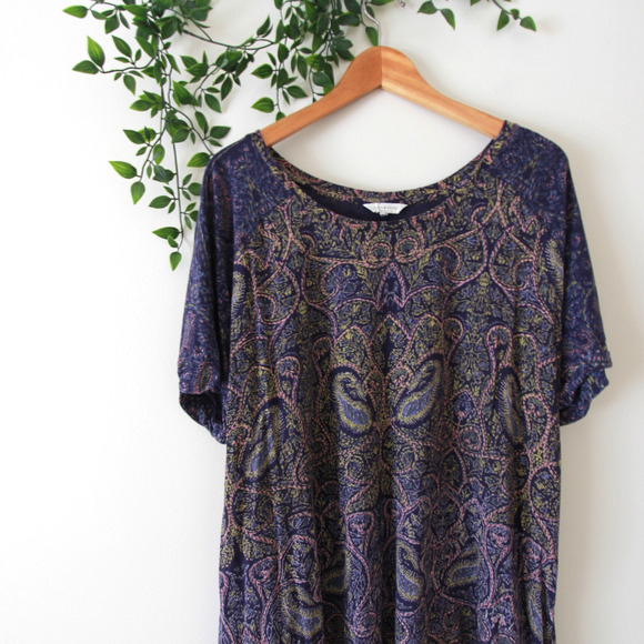 Lucky Brand Women's Blue Printed Short Sleeve Plus Size 3X Cotton Blend Top - Picture 2 of 4